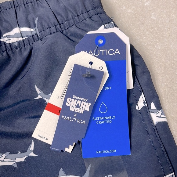 NWT Nautica x Shark Week quick dry swimming trunks mens size xs brand new w tags - Picture 3 of 8